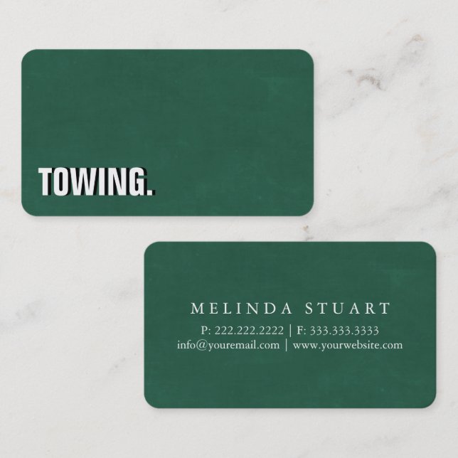 Professional Modern Blackboard Out Towing Business Card (Front/Back)