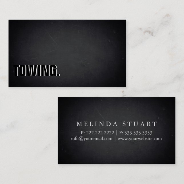 Professional Modern Blackboard Out Towing Business Card (Front/Back)