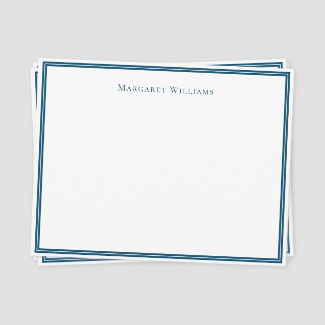 Professional Modern Blue Border Note Card (Blue border classic formal typography professional note card)