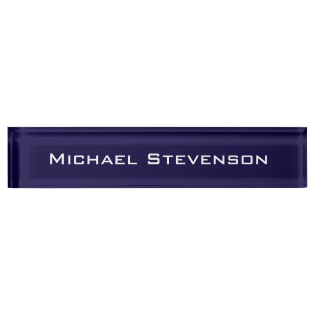 Professional Modern Blue Business Desk Nameplate (Front)