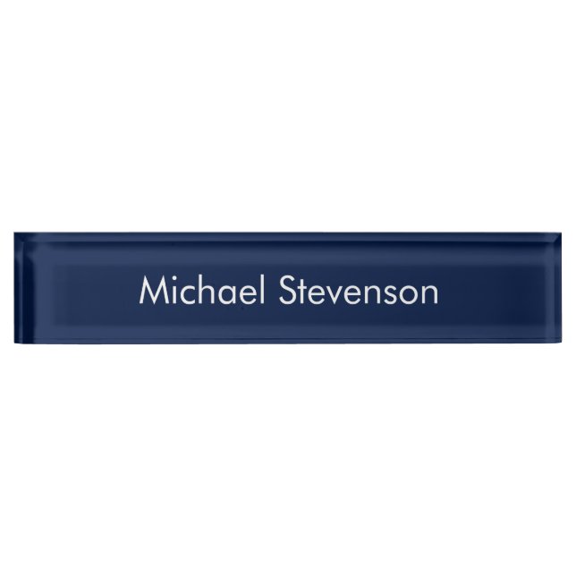 Professional Modern Blue Business Desk Nameplate (Front)