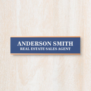 Professional Modern blue White Office Name Title  Door Sign