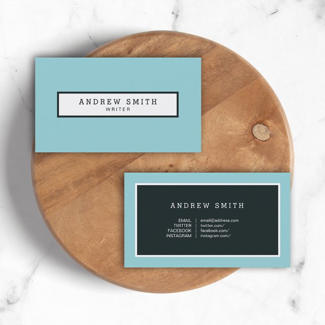 Professional Modern Blue Writer Social Media Business Card (Creator Uploaded)