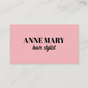 Professional Modern Blush Pink Black Hair Stylist Business Card