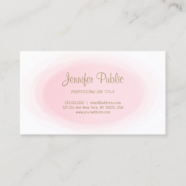 Professional Modern Blush Pink Gold Elegant Simple Business Card (Front)