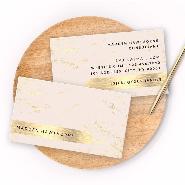 Professional Modern Blush Pink Gold Foil Brushed Business Card (Creator Uploaded)