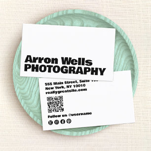 Professional Modern Bold Typography QR Code Business Card