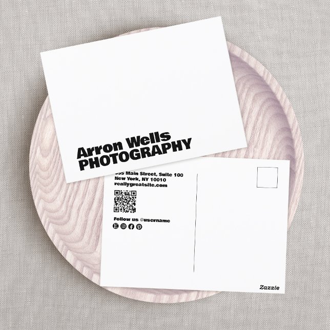 Professional Modern Bold Typography QR Code Postcard (Creator Uploaded)