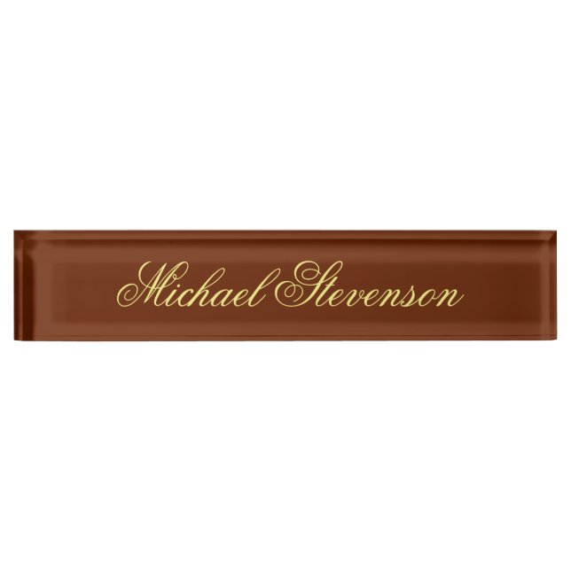 Professional Modern Brown Business Desk Nameplate (Front)