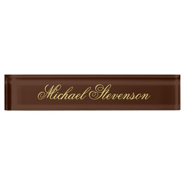 Professional Modern Brown Business Desk Nameplate (Front)
