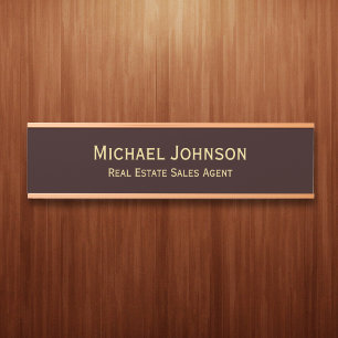 Professional Modern Brown Gold Office Name Title Door Sign