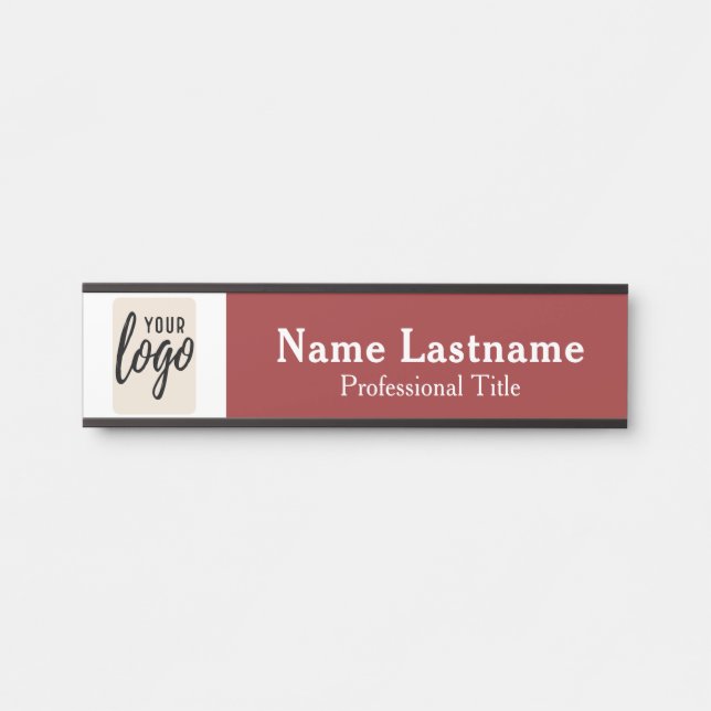 Professional, Modern Burgundy Logo, Name, Title Door Sign (Front)