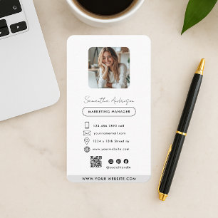 Professional Modern Business Card with Photo & QR
