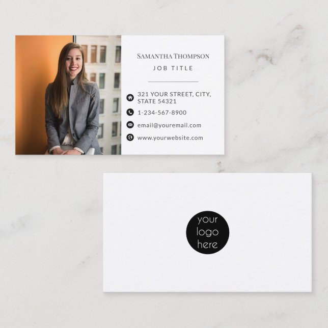 Professional Modern Business Employee photo Logo Card (Front/Back)