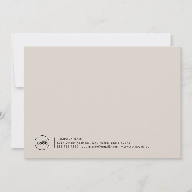 Professional Modern Business Logo Beige Card (Front)