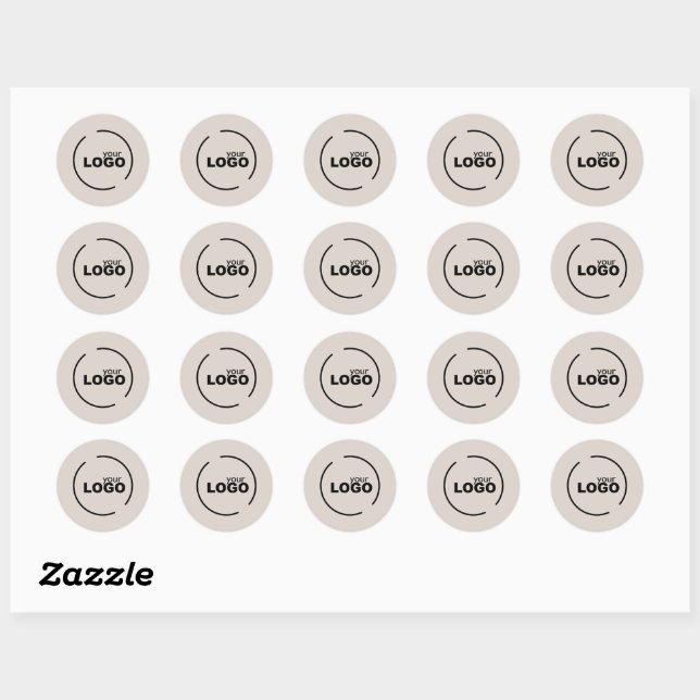 Professional Modern Business Logo Beige Classic Round Sticker (Sheet)