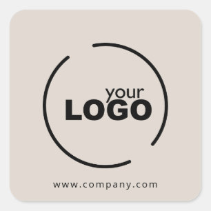 Professional Modern Business Logo Beige Square Sticker