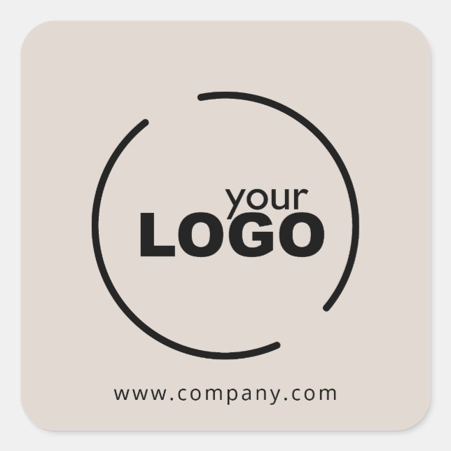 Professional Modern Business Logo Beige Square Sticker (Front)