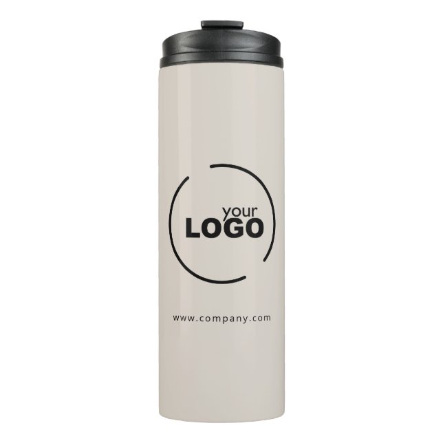 Professional Modern Business Logo Beige Thermal Tumbler (Front)