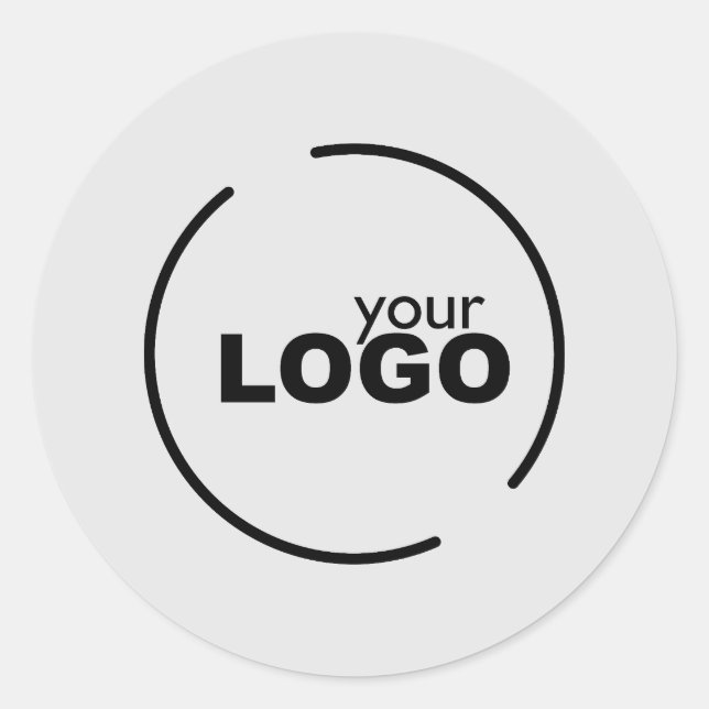 Professional Modern Business Logo Grey Classic Round Sticker (Front)