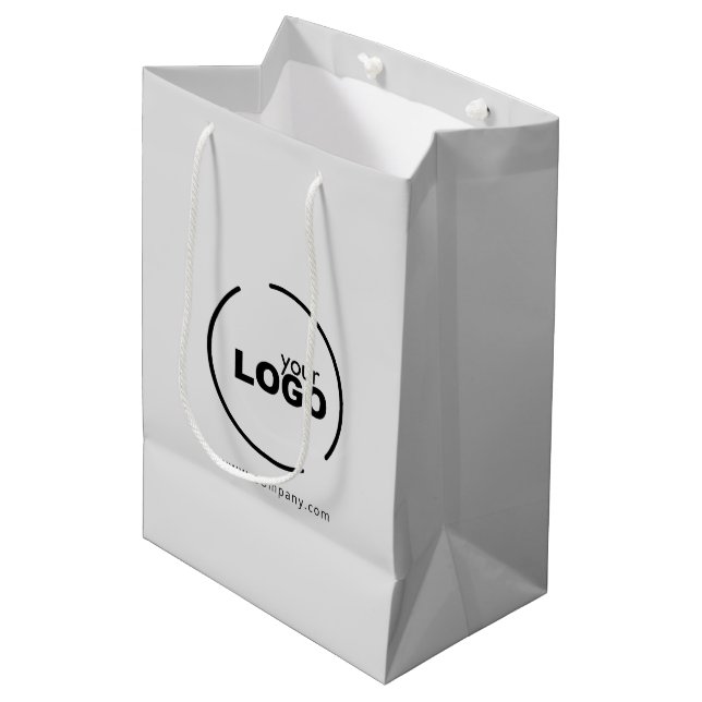 Professional Modern Business Logo Grey Medium Gift Bag (Front Angled)