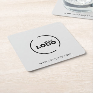 Professional Modern Business Logo Grey Square Paper Coaster