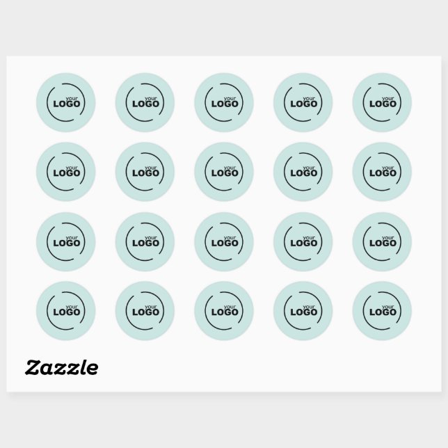 Professional Modern Business Logo Light Turquoise Classic Round Sticker (Sheet)
