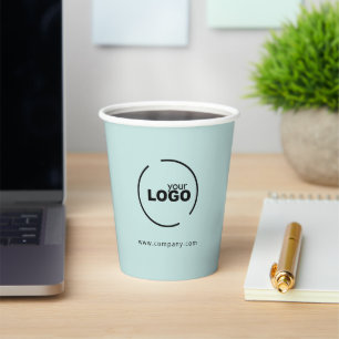 Professional Modern Business Logo Light Turquoise Paper Cups