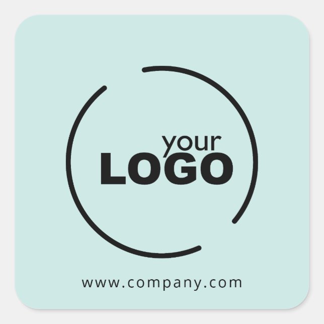 Professional Modern Business Logo Light Turquoise Square Sticker (Front)