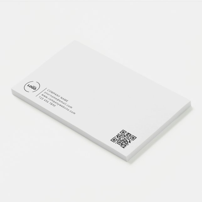 Professional Modern Business Logo QR Code Grey Post-it Notes (Angled)