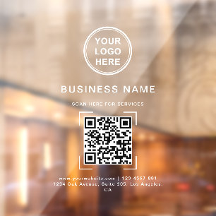 Professional Modern Business Name QR Code Logo  Window Cling