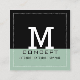 Professional Modern Cambridge Blue Monogram Square Business Card