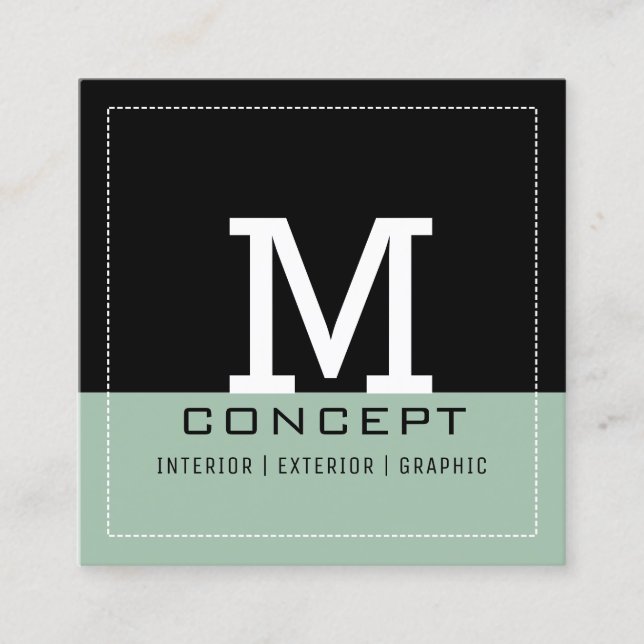 Professional Modern Cambridge Blue Monogram Square Business Card (Front)