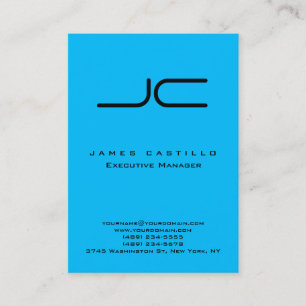 Professional Modern Capri Blue Monogram Business Card
