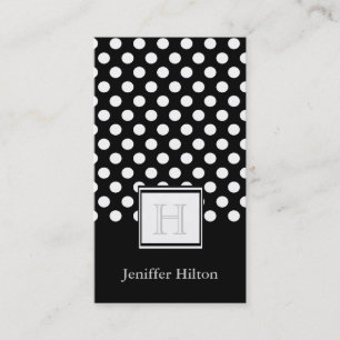 Professional modern chic polka dots monogram business card