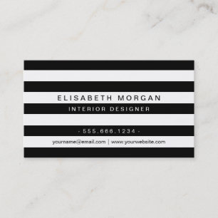 Professional Modern Classic Black White Stripes Business Card