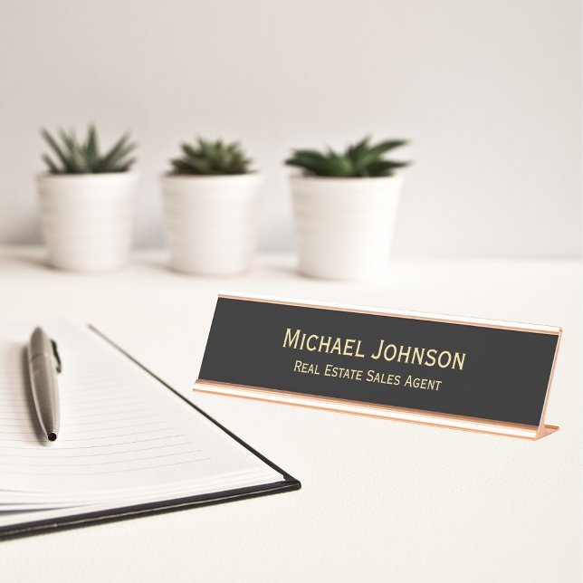 Professional Modern Classy Black Gold Office Title Desk Name Plate (Professional Modern Classy Black Gold Office Title Desk Name Plate)
