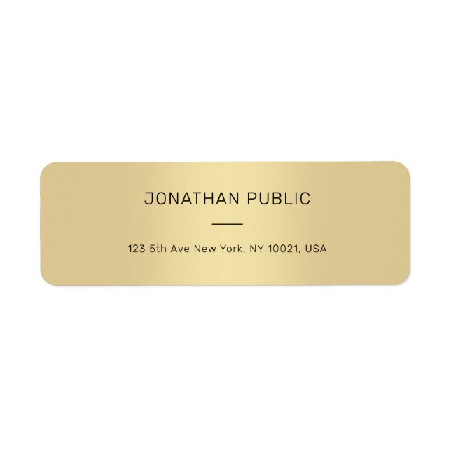 Professional Modern Clean Chic Gold Return Address (Front)