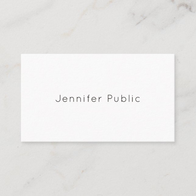 Professional Modern Clean Elegant White Top Plain Business Card (Front)