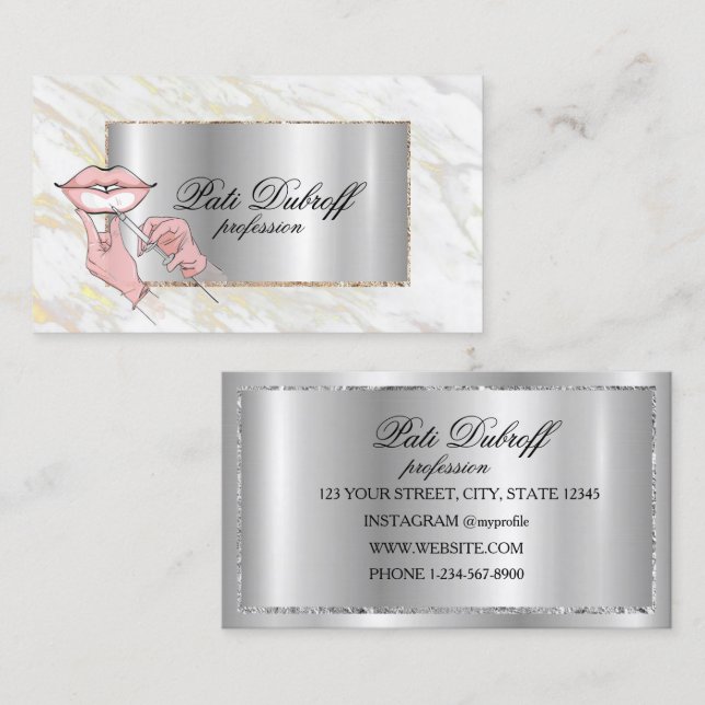 Professional Modern Corporate Silver Lips Business Card (Front/Back)