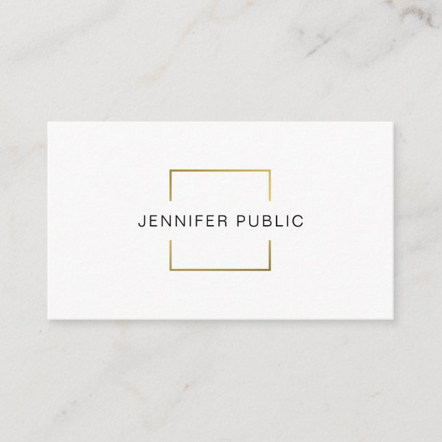 Professional Modern Creative Design Gold White Business Card (Front)