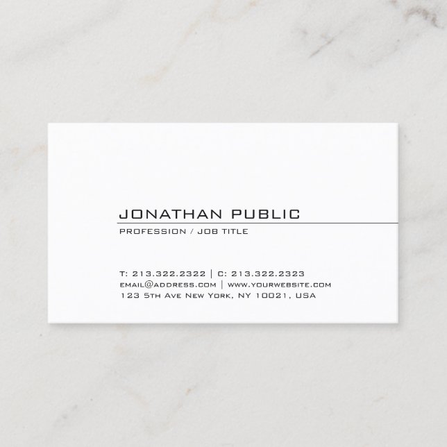 Professional Modern Creative Sleek Plain Cool Business Card (Front)
