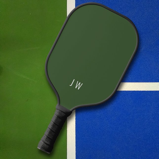 Professional Modern Dark Green Monogram Initials Pickleball Paddle (Creator Uploaded)