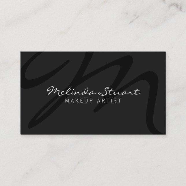 Professional Modern Dark Grey Monogram Business Card (Front)
