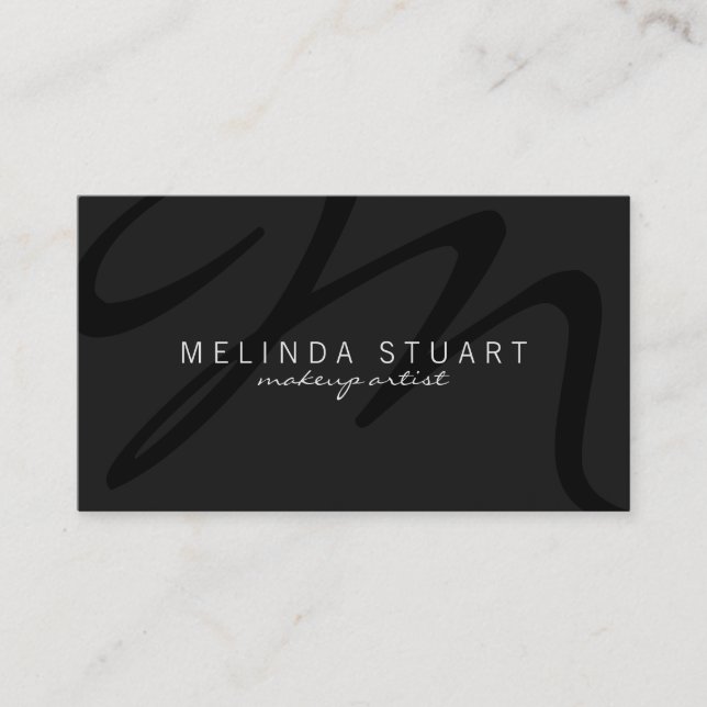 Professional Modern Dark Grey Monogram Business Card (Front)