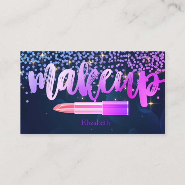 Professional Modern Diamonds Lipstick Stars Business Card (Front)