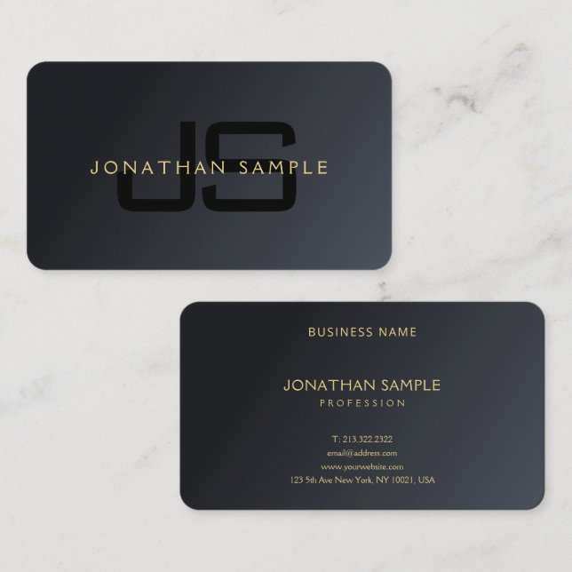 Professional Modern Elegant Black And Gold Luxury Business Card (Front/Back)