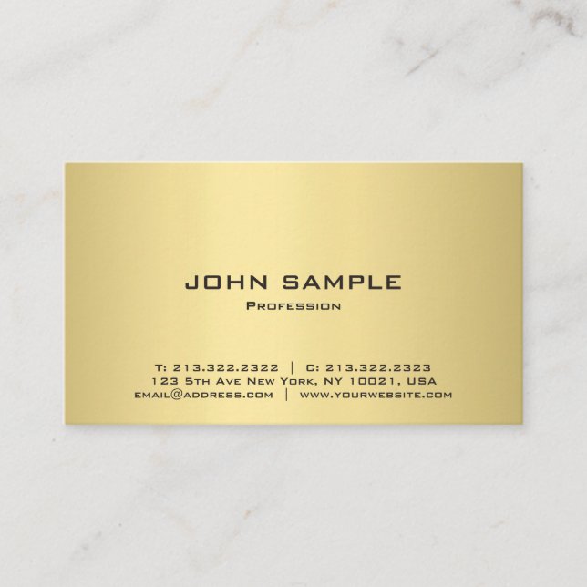 Professional Modern Elegant Black and Gold Matte Business Card (Front)