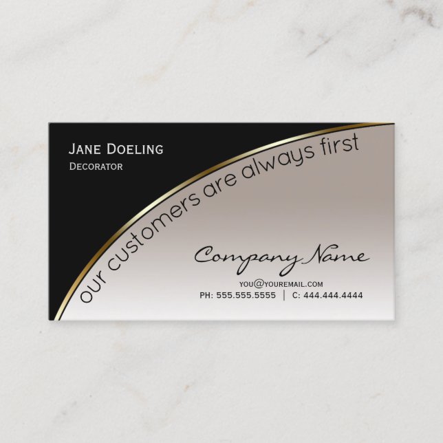 Professional Modern Elegant Black Champagne Gold Business Card (Front)