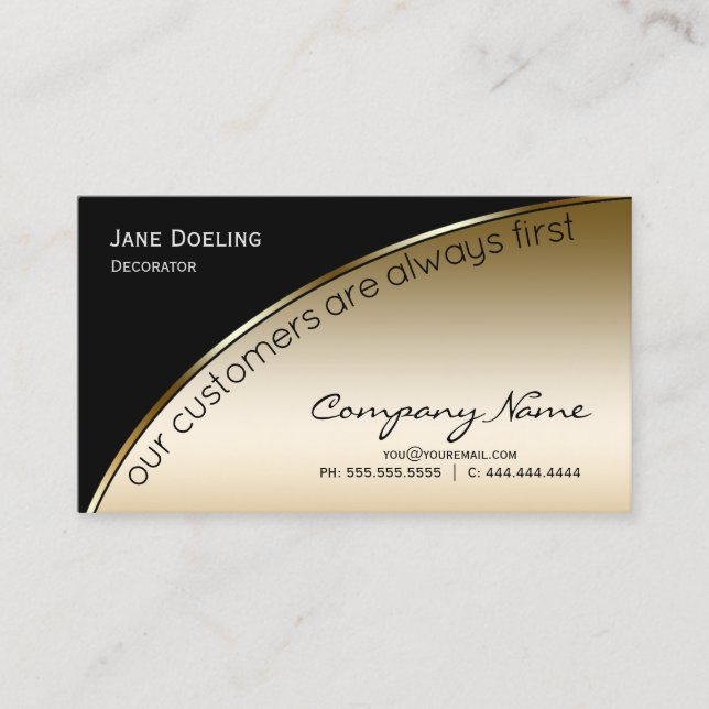 Professional Modern Elegant Black Gold Business Card (Front)